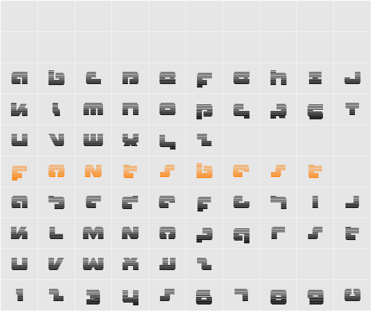 Boomstick Gradient Character Map