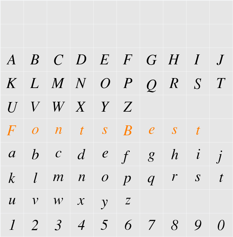 TempoFontItalic Character Map