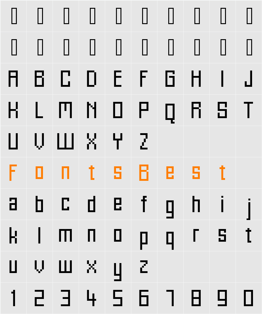 FFF Alaska Condensed Character Map