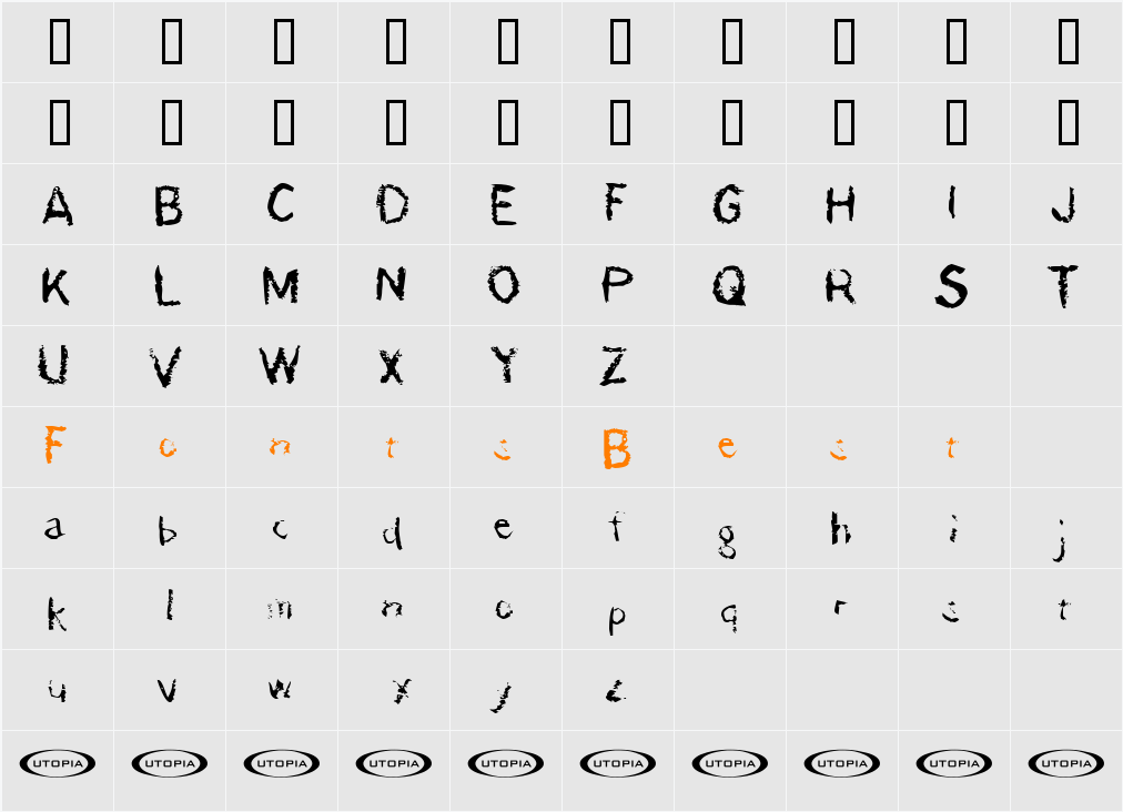 der Dämonschriftkegel Character Map