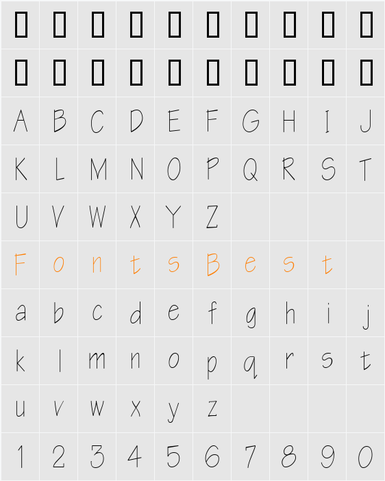 Tek-Condensed Character Map