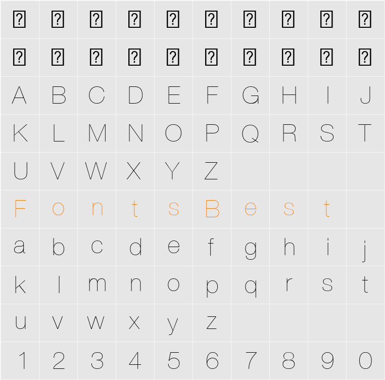 HelveticaNeueLT Com 25 UltLt Character Map