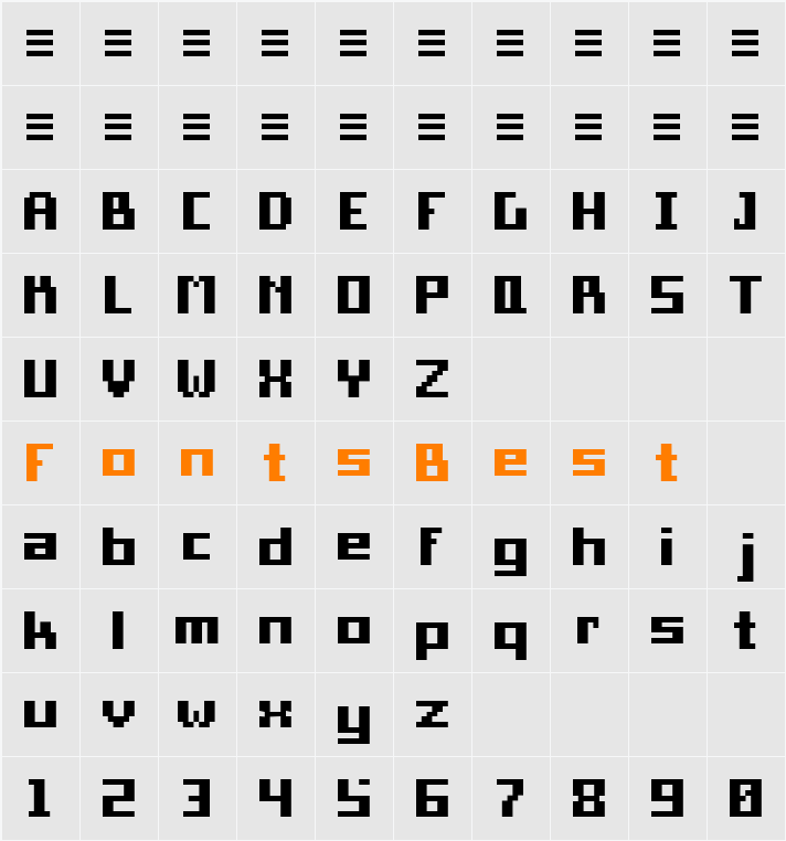Pixel Square Character Map