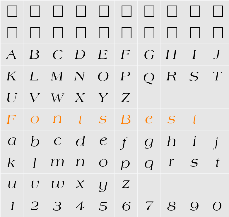 UncleSam-Italic Character Map