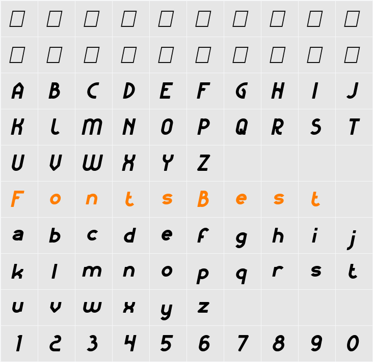 KANGAROO Punch Character Map