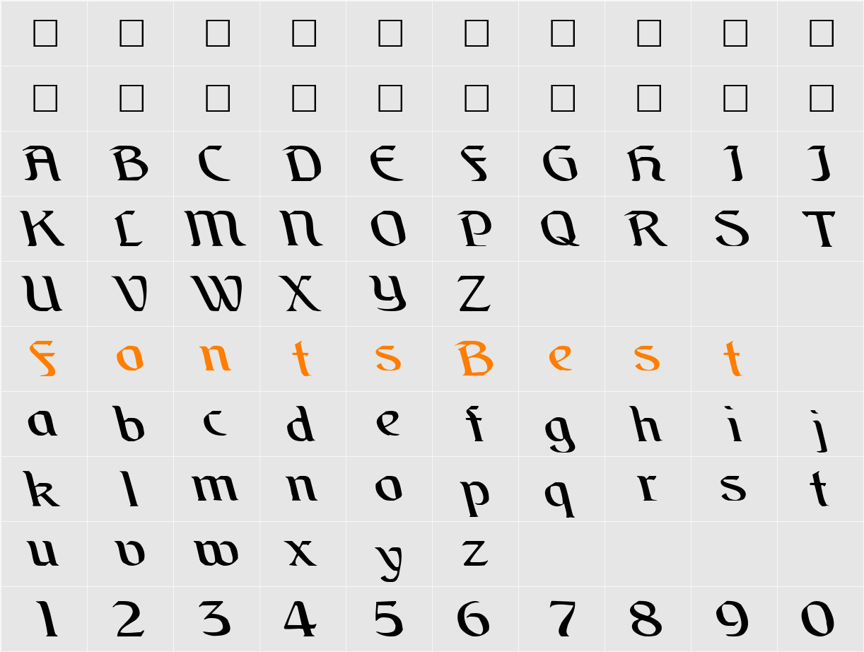 Brain ttstd Character Map