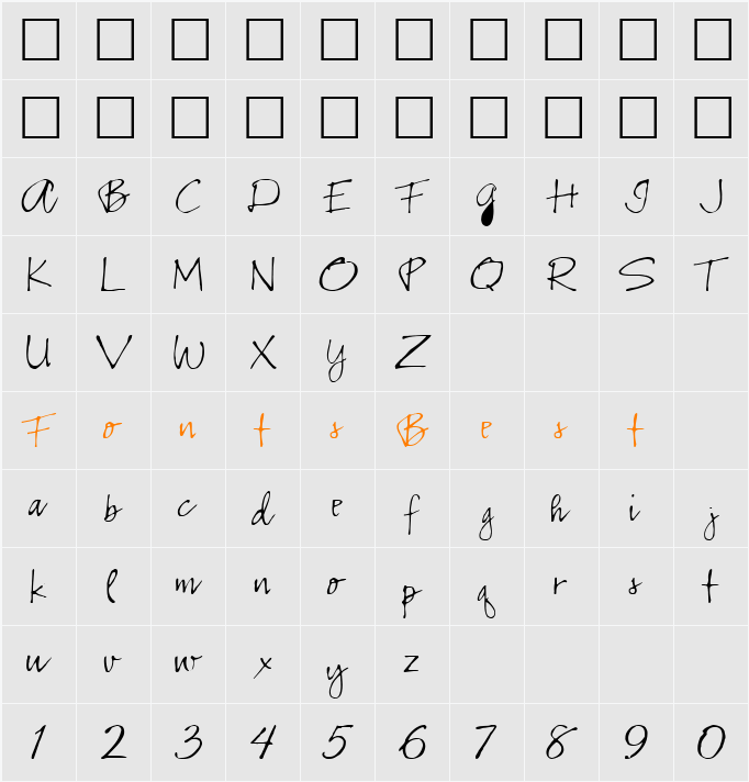 Pazlina Normal Character Map