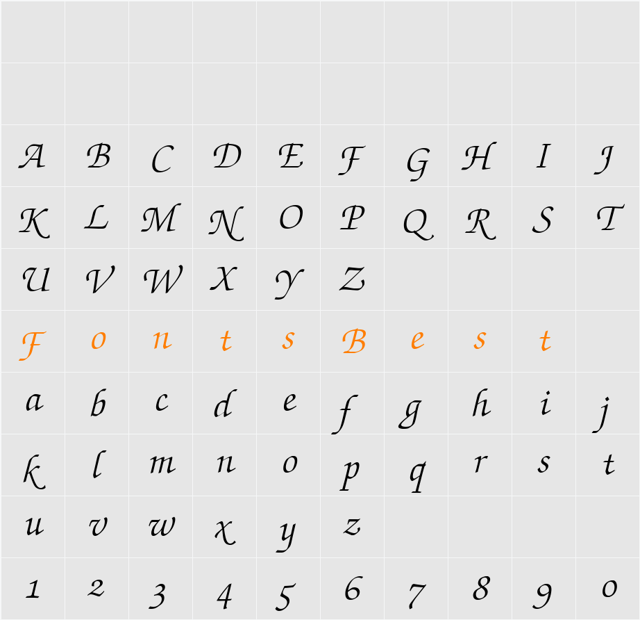 Zapf Chancery Swash BQ Character Map