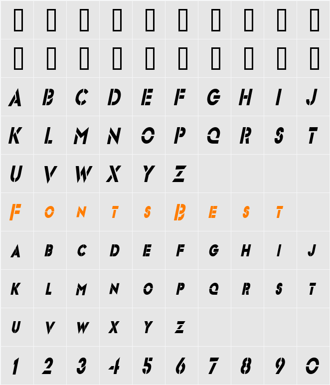 Templett Condensed Character Map