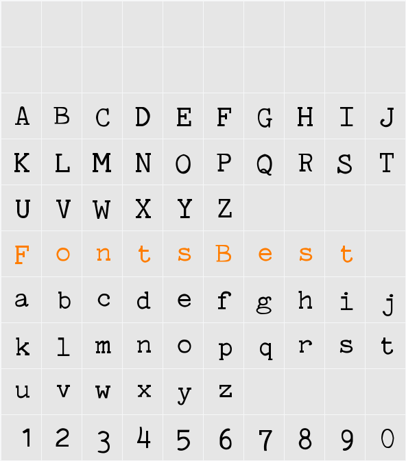 Typewriter PG Character Map