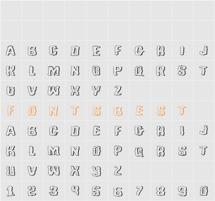 Tussle Expanded Outline Character Map