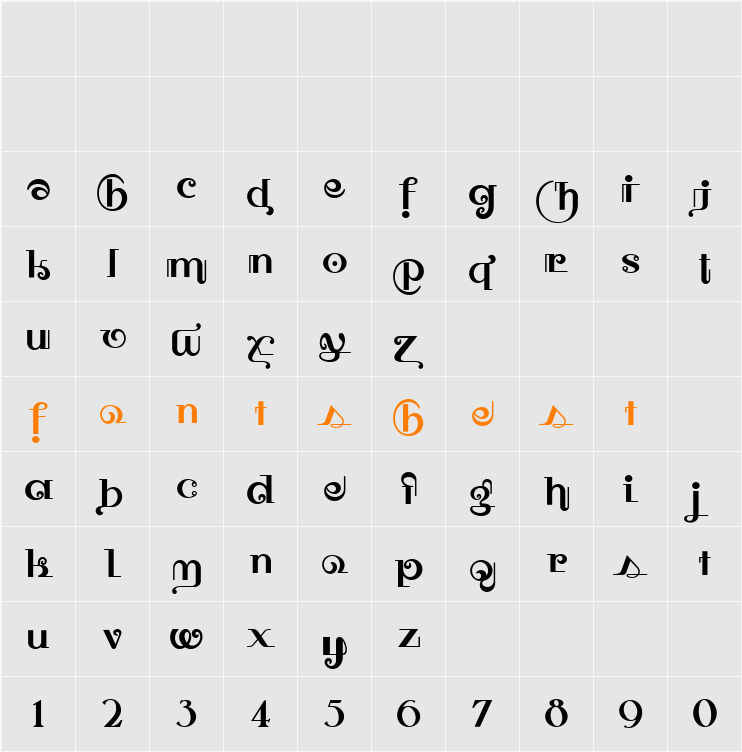 Owah Tagu Siam NF Character Map