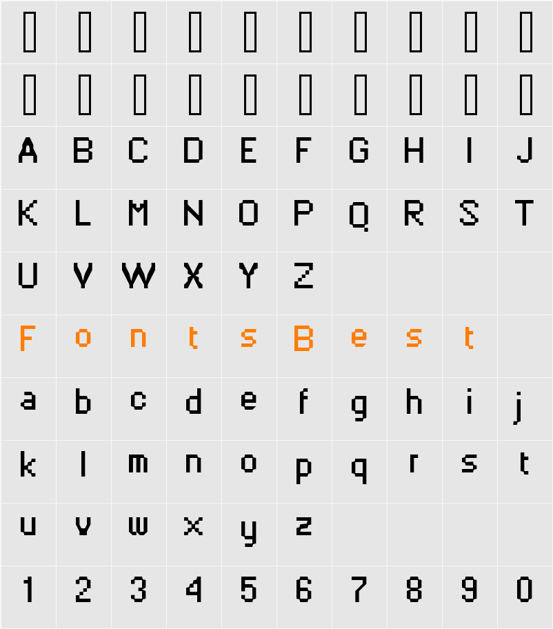 Fruity fonts Character Map