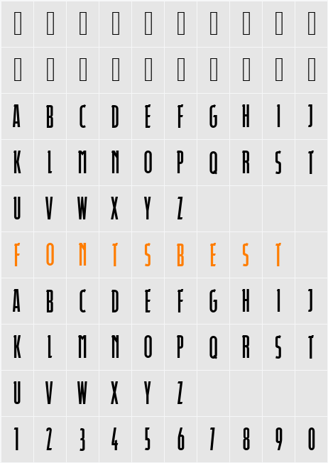 URWDyanaComDBol Character Map