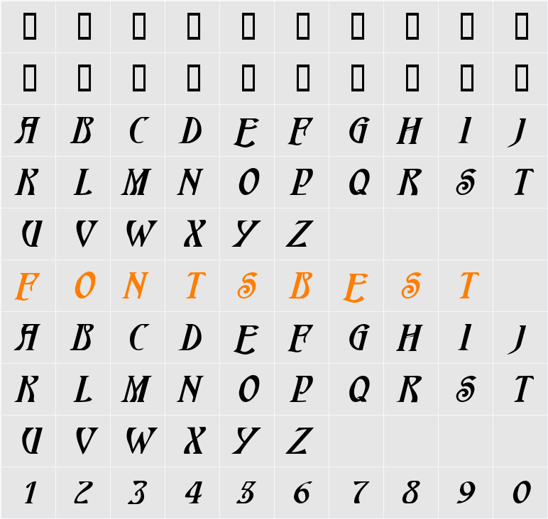 HardinCapsWide Character Map