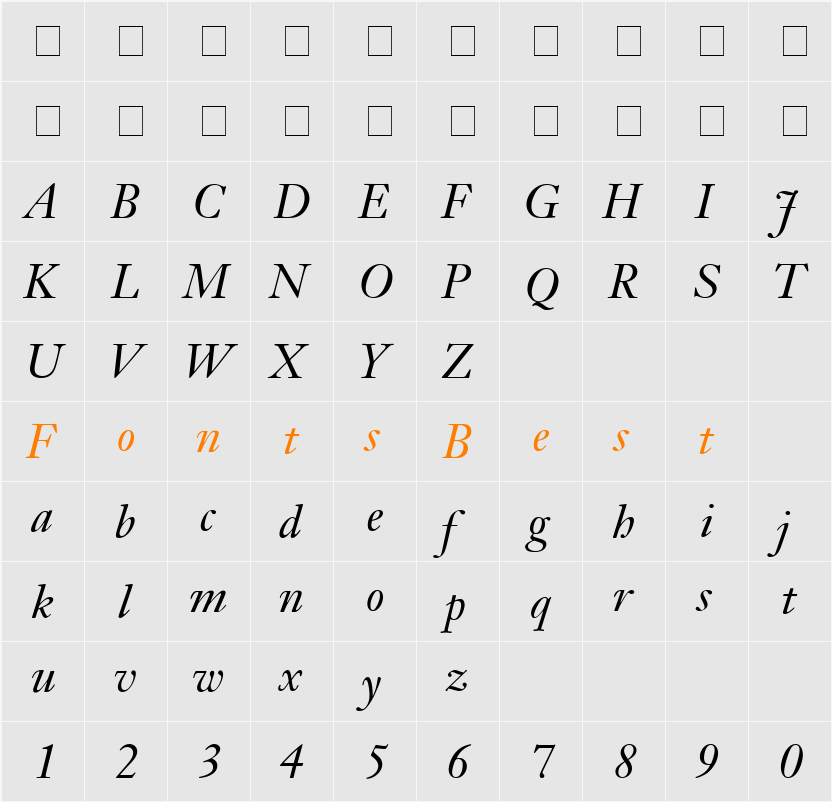 Janson SSi Character Map