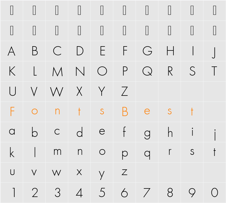 FuturaTEELig Character Map