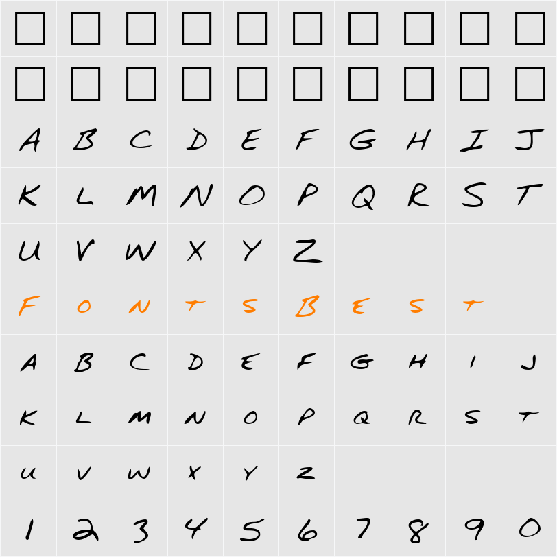 LEHN082 Character Map