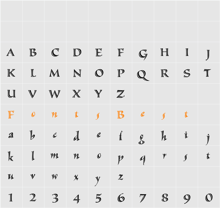 Sassafras-Roman Character Map