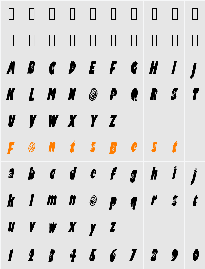 VertigoCondensed Character Map