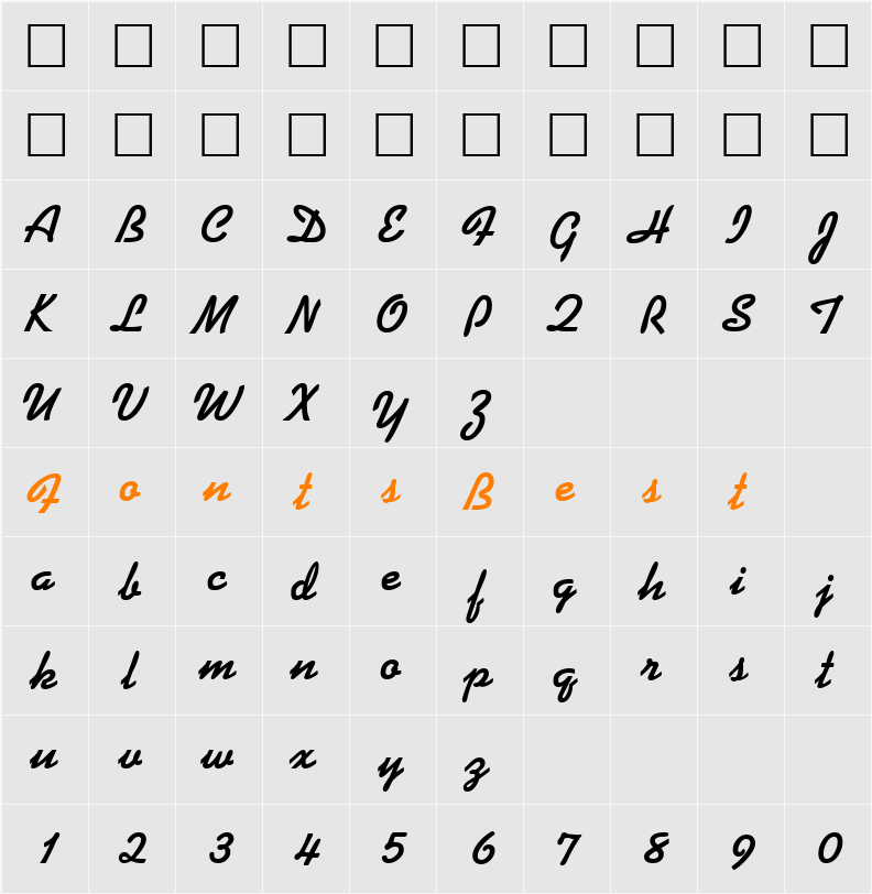 ProseScriptSSK Character Map