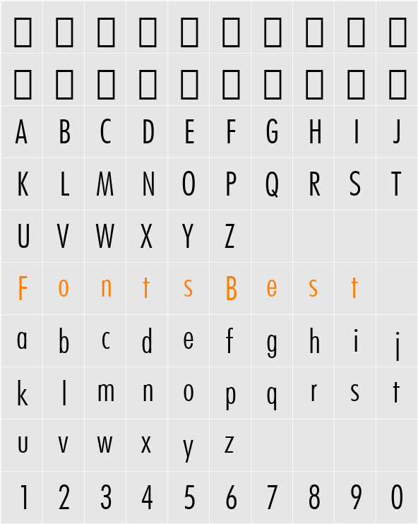 Futura LtCn BT Character Map