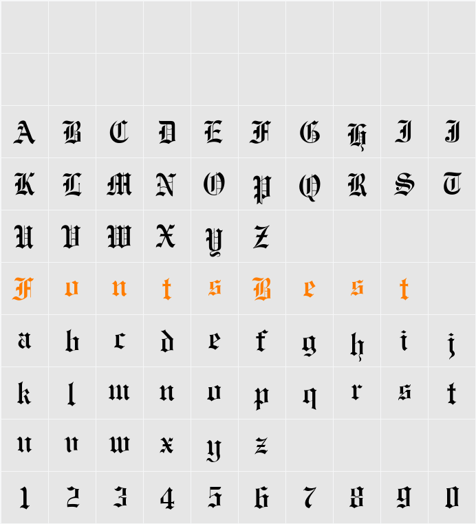 EngraversOldEnglish Character Map