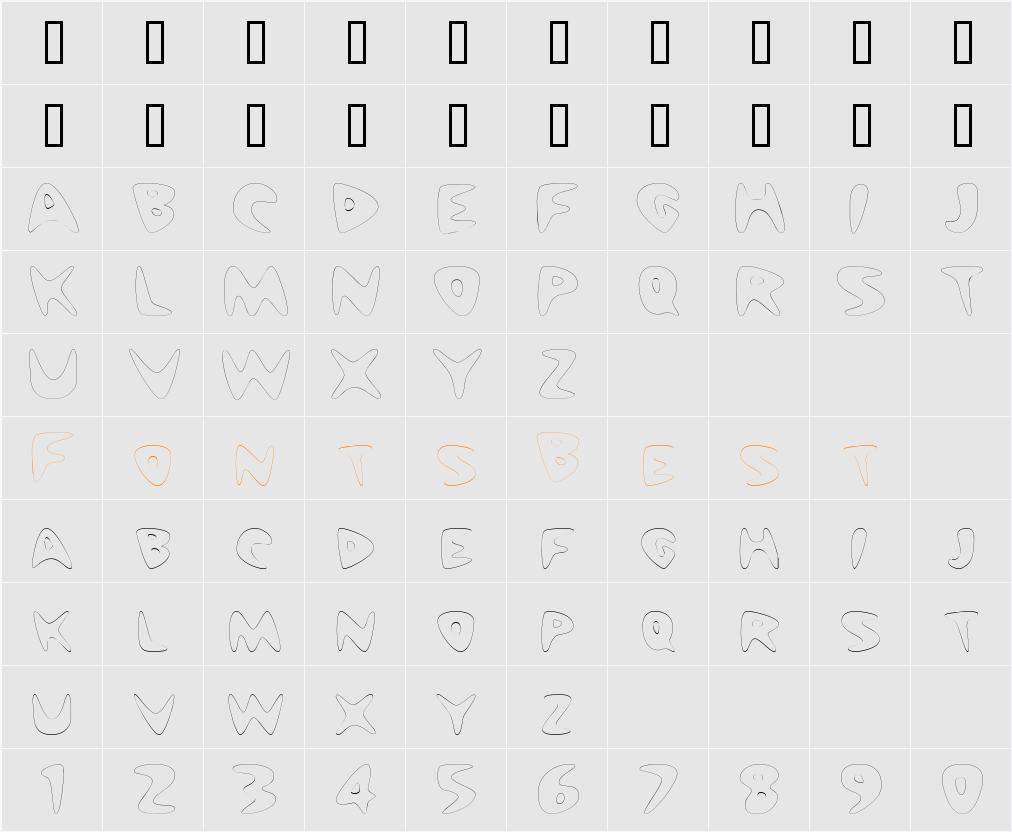 NuWaveOutline Character Map