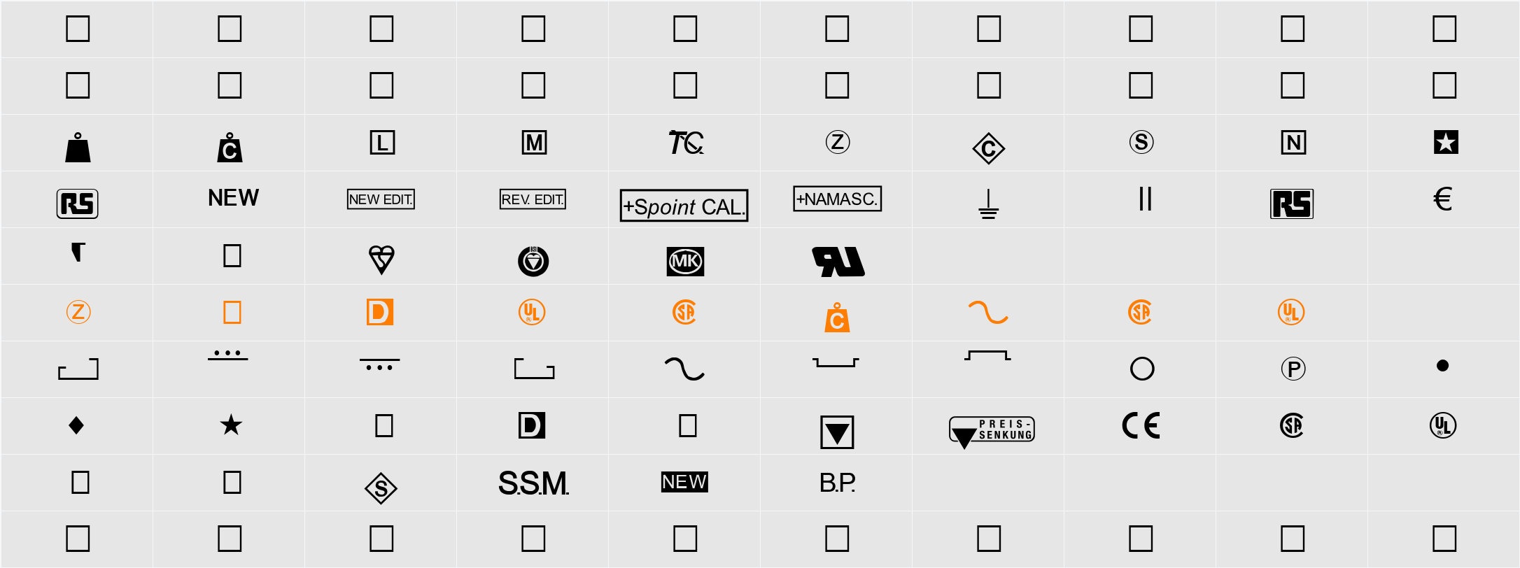 RSAUS10 Character Map