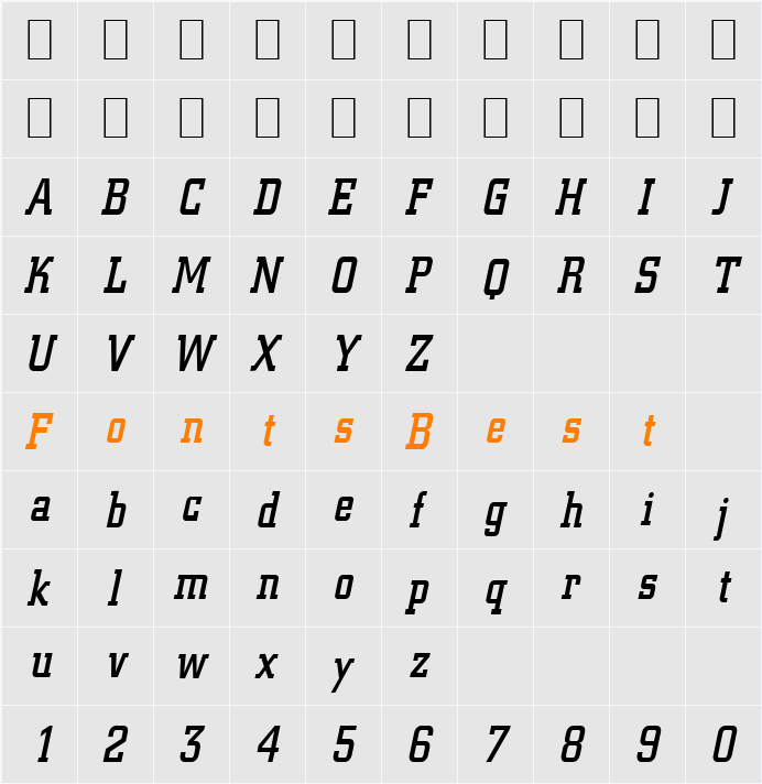 Geo 957-Condensed Character Map