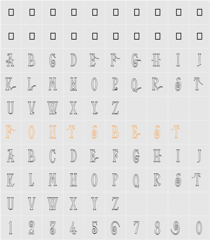 Helena-Outline Character Map