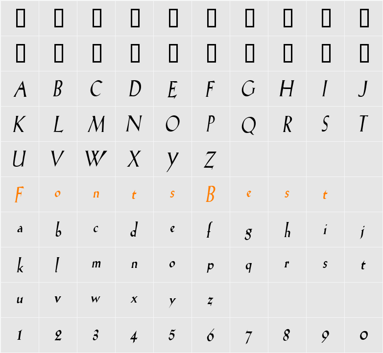 Salem-Condensed Character Map