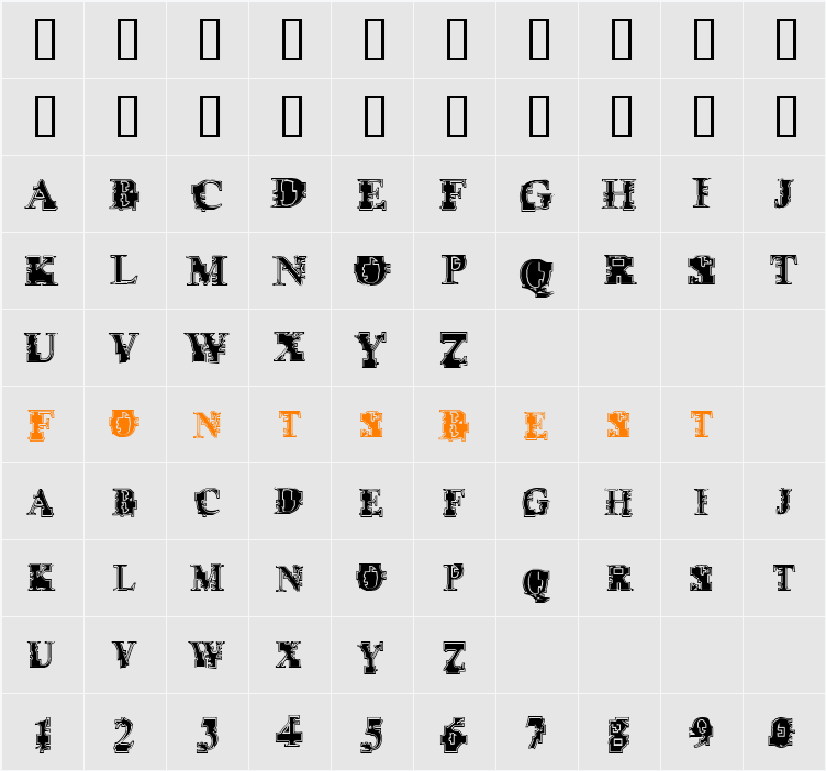Psi Borgz Street Scrawl Character Map
