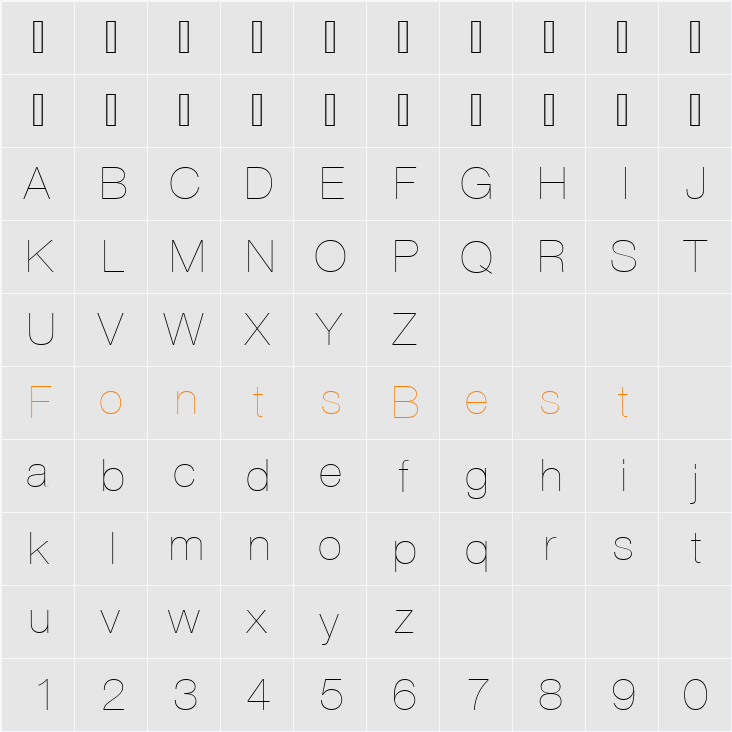 Nimbus Sans Becker DUltLig Character Map