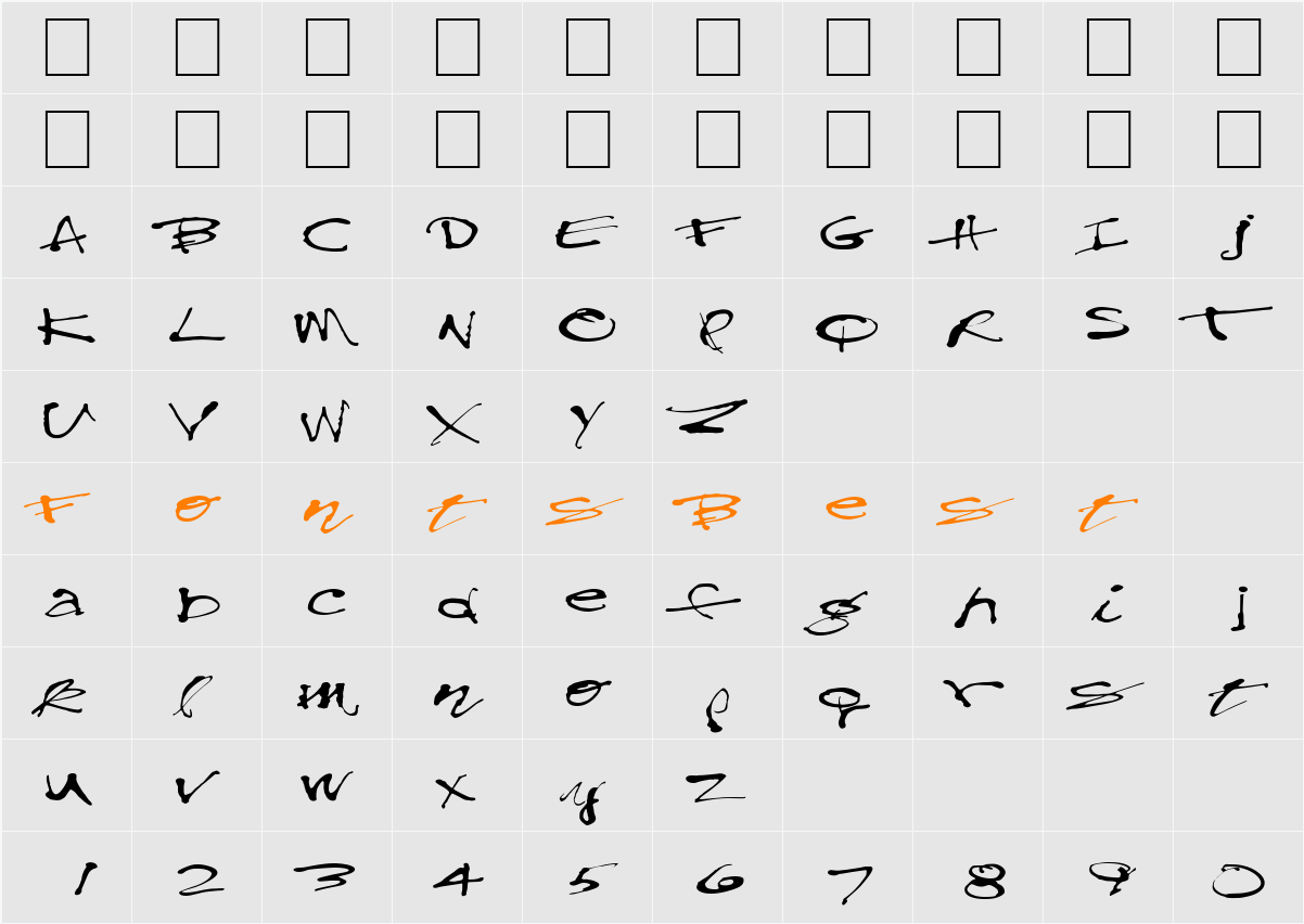 FZ HAND 28 EX Character Map
