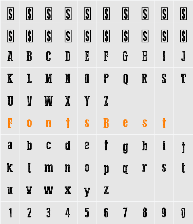Press Style Serif Character Map