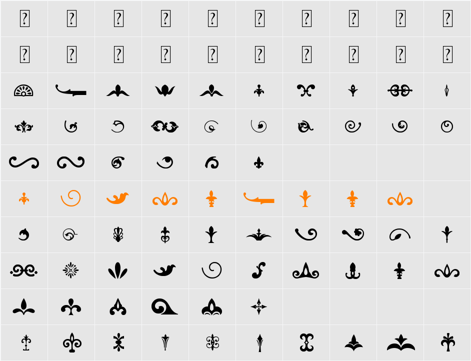 ornaments Character Map
