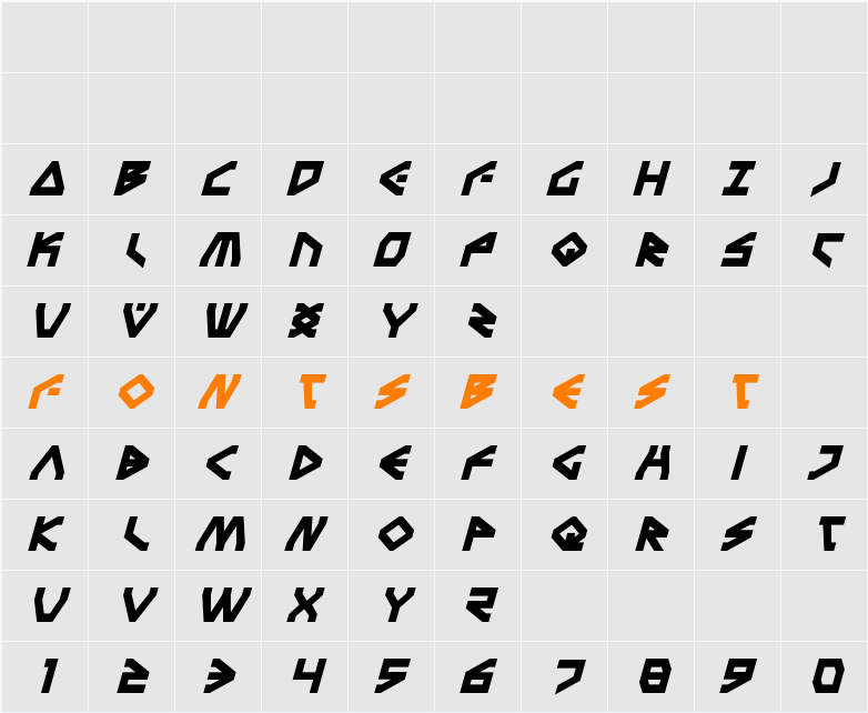 Terra Firma Bold Italic Character Map