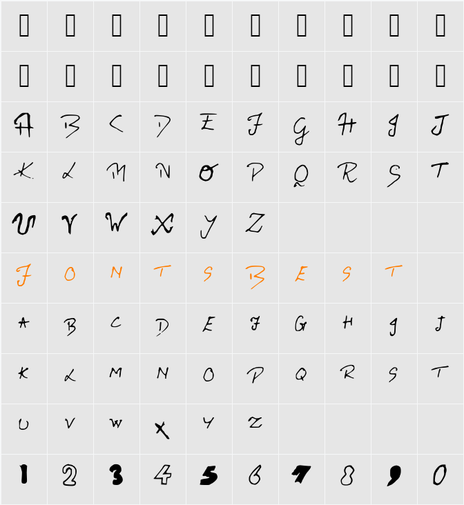RitviksHandwriting Character Map