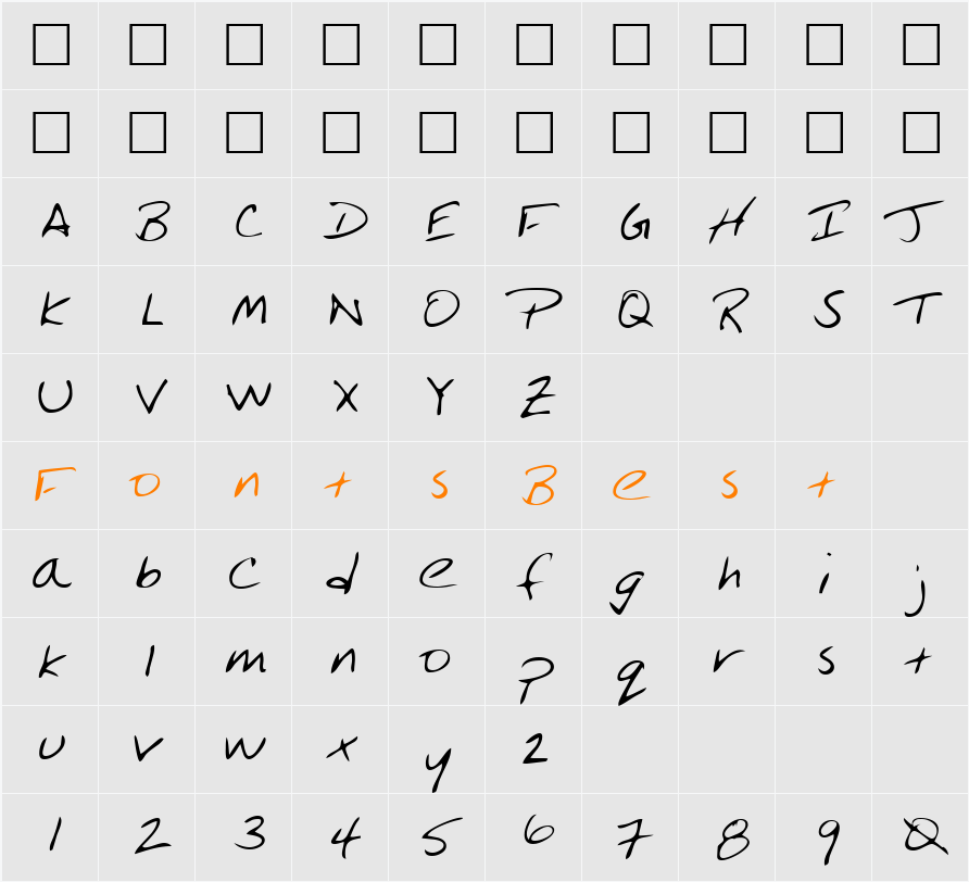LinfordsHand Character Map
