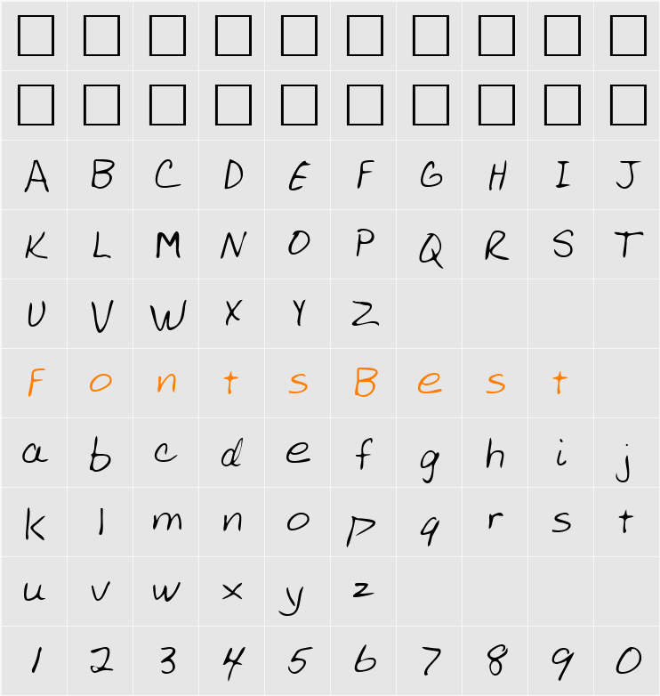 LEHN008 Character Map
