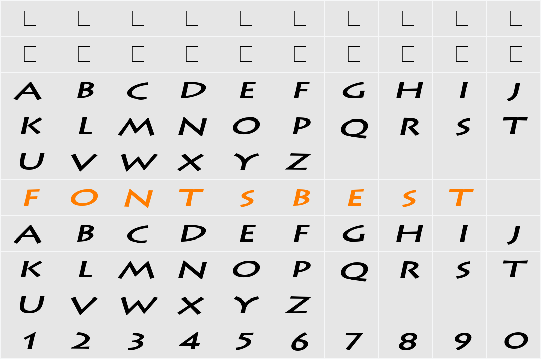 Liste Extended Character Map