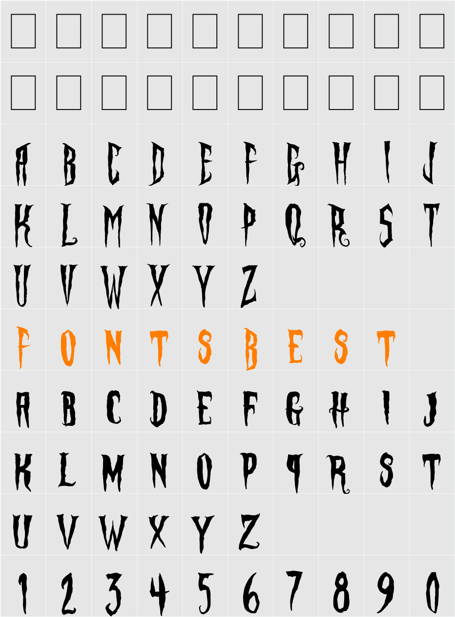 Phantom Fingers Character Map