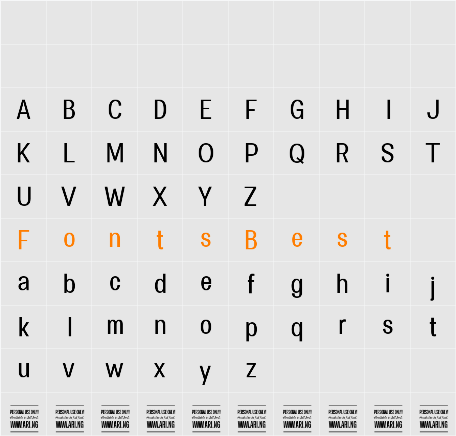 Specify PERSONAL Condensed Character Map
