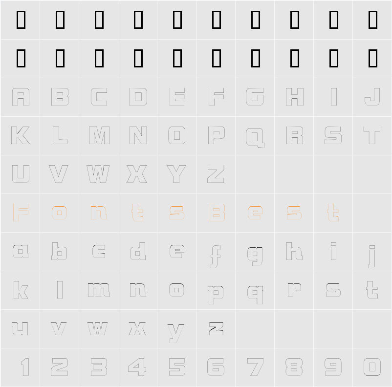 NutsOutline Character Map