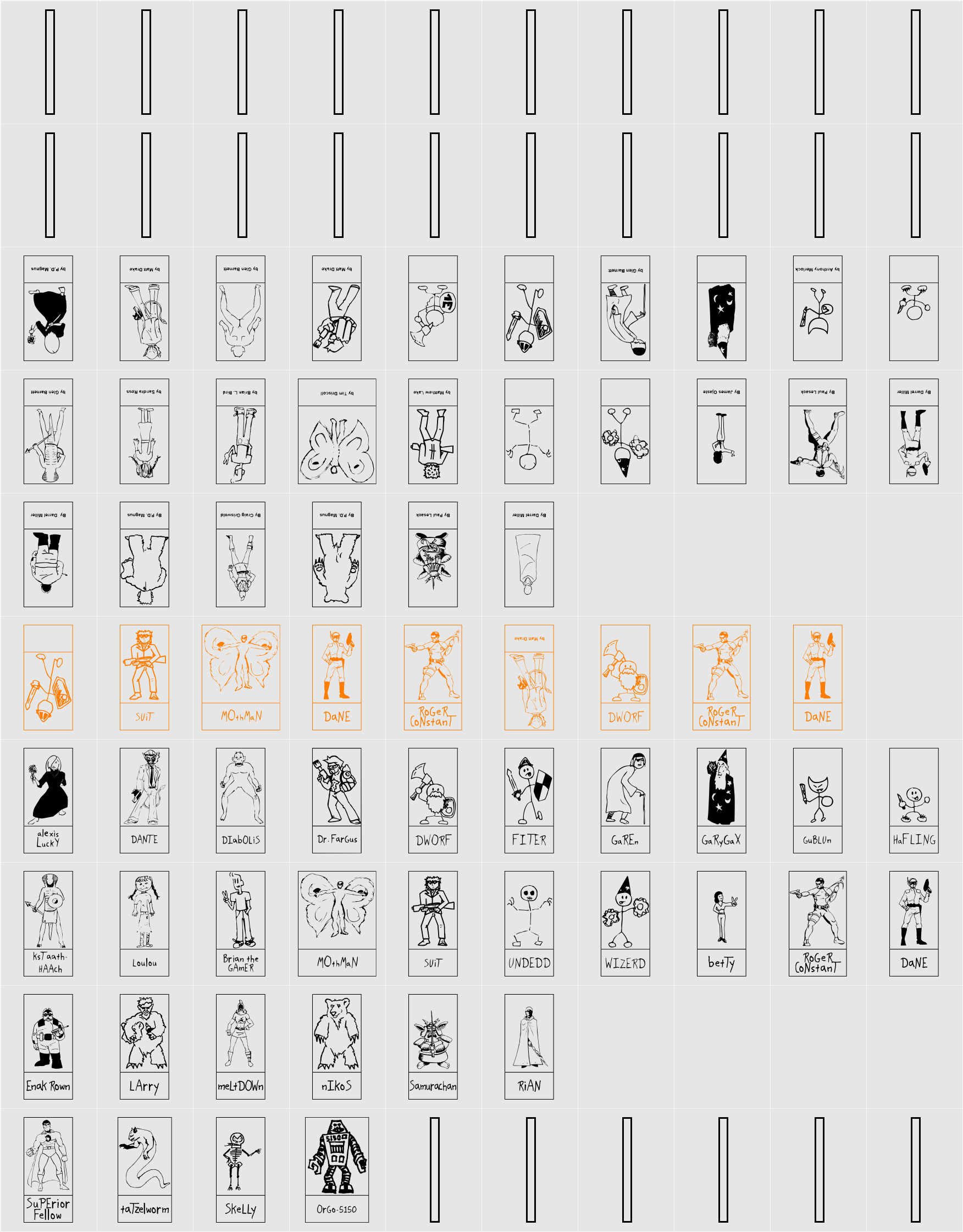 SPARKS Scrapbook 2001 Character Map