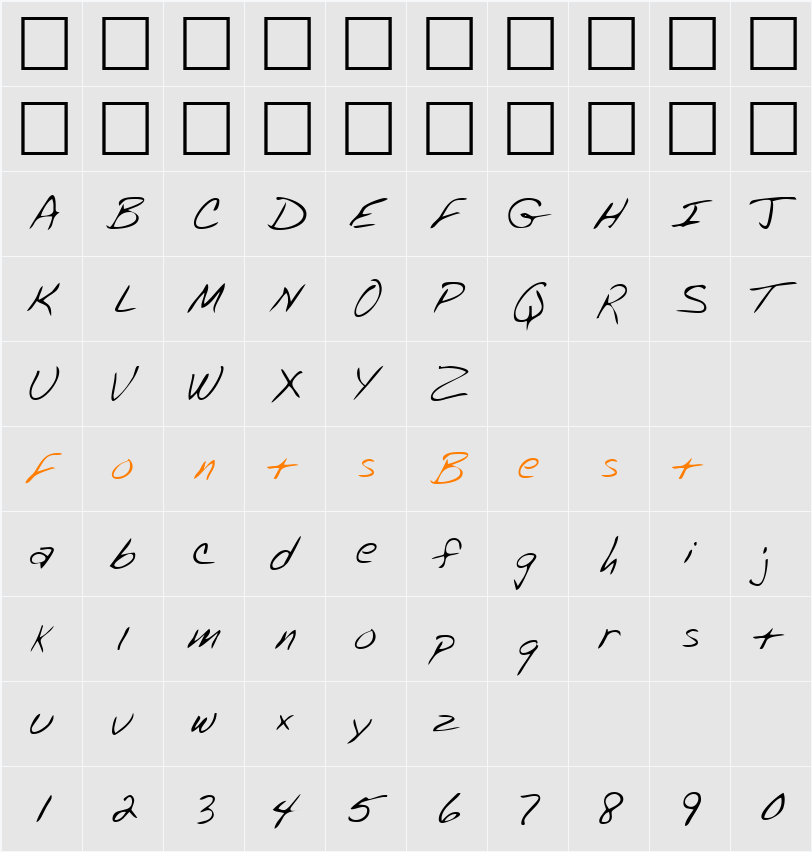 LEHN072 Character Map