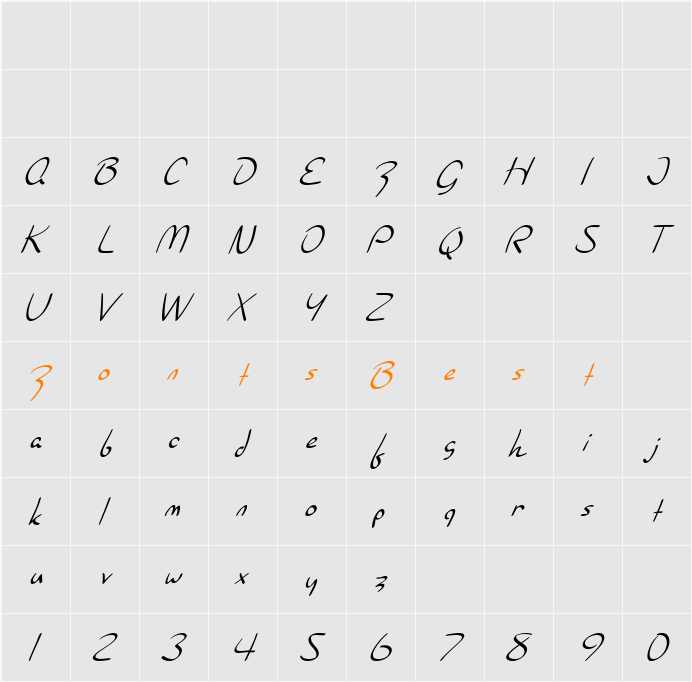 SF Burlington Script Character Map