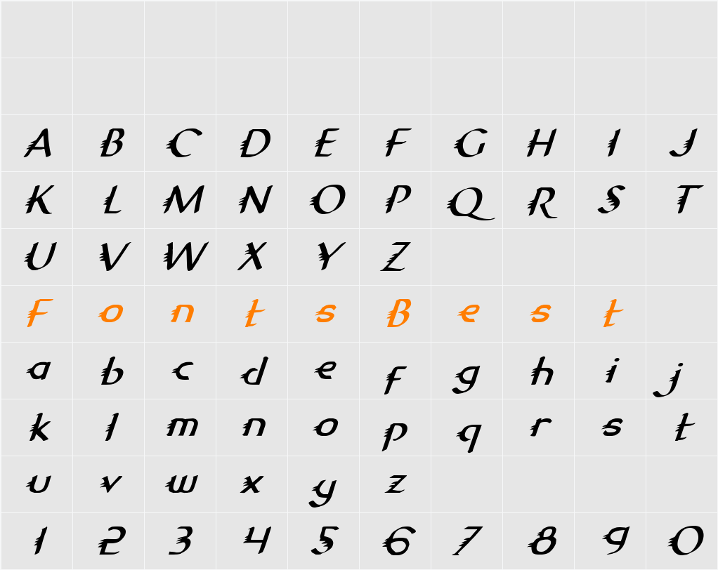 Gypsy Road Italic Character Map