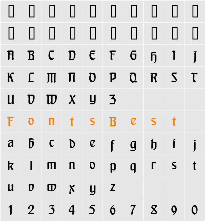 Heinrich Text Character Map